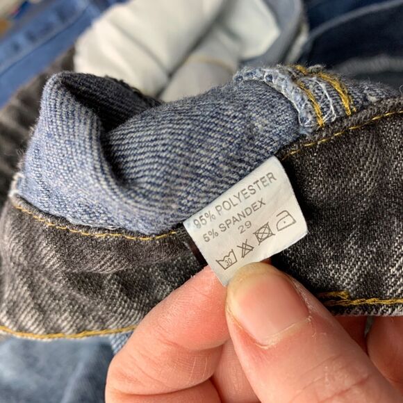 Shein Womens Denim Blue Jeans Retro High Waist Colorblock Mom Jeans Cropped XS - Picture 9 of 10